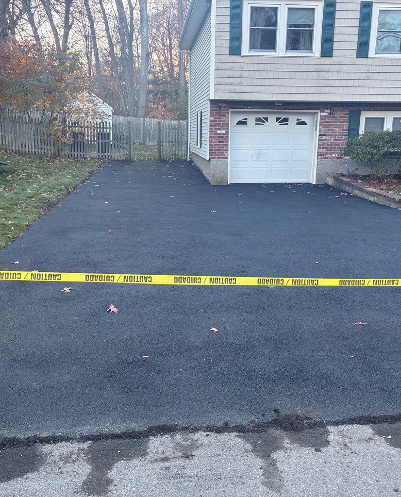 new driveway paving in autumn