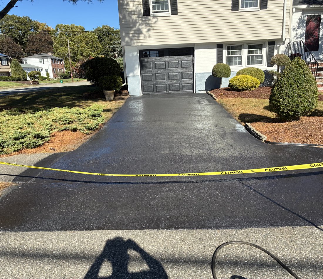 freshly sealcoated driveway